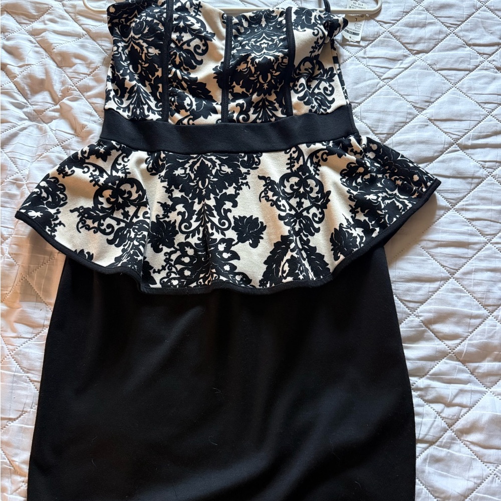 Fashion Magazine Black and White Peplum Dress